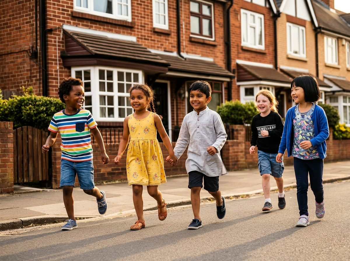 Children playing on a UK residential street