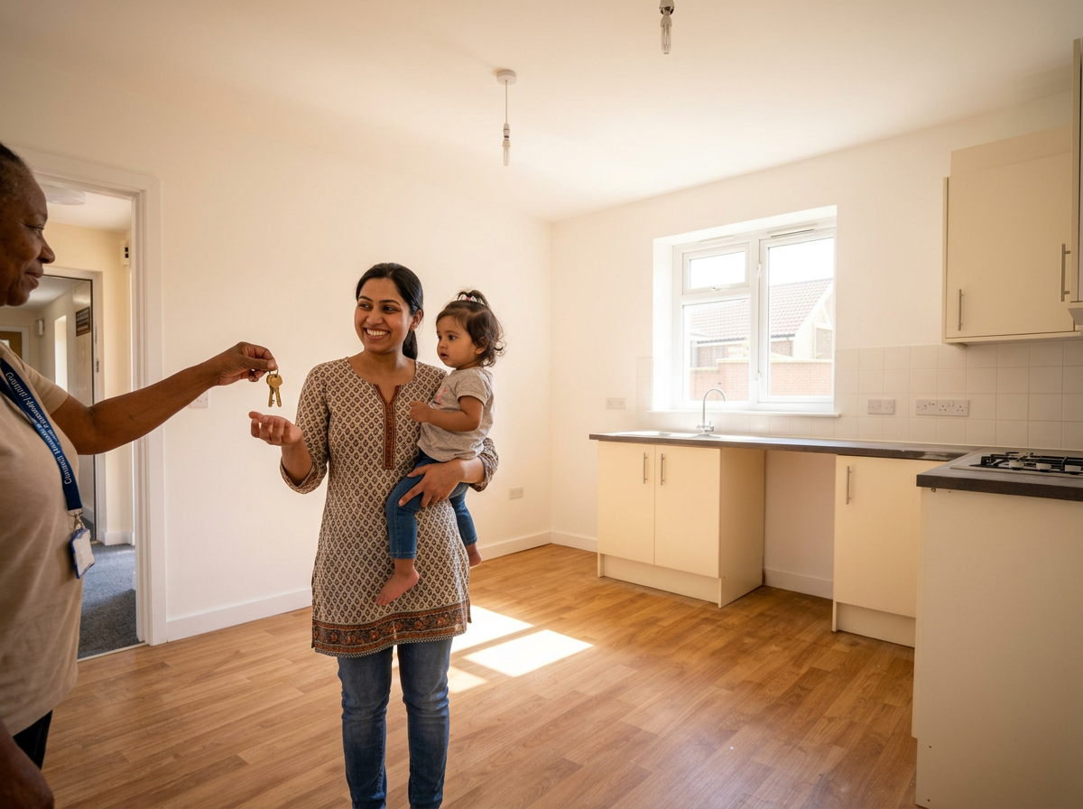 A freshly refurbished UK council flat ready for a new tenant